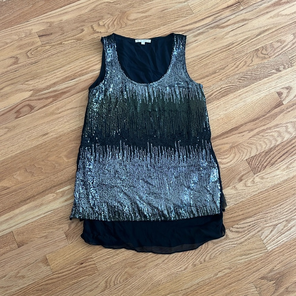 Sequin holiday top Gold hawk sequin tank top